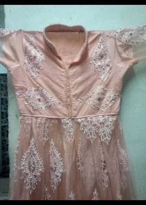 Peach Embroidered Anarkali