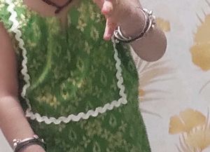Green Floral Patterned Salwar Kameez Set