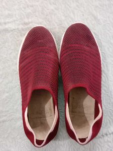 Burgundy Slip-On Sneakers