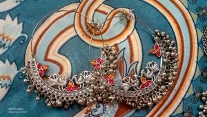 Oxidize silver necklace and earring set