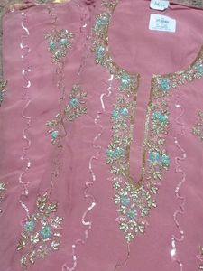 Pink Hand Work Suit Riyon Bottom