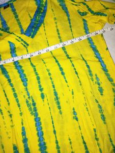 Yellow &amp; Blue Tie-Dye Kurta Set