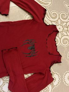 Red Graphic Print Top