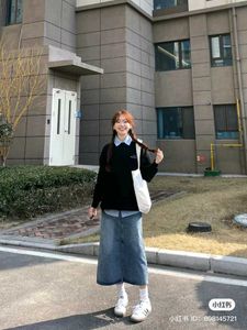 Denim Korean Midi Skirt