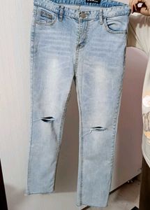 Straight Fit Jean With Knee Cut