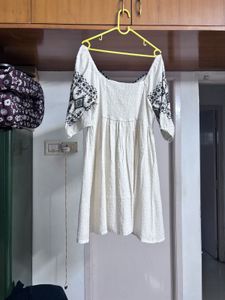 “Bombay Paisley” off white embroided dress
