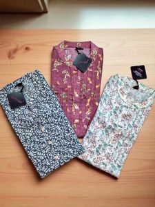 Floral Print Button-Down Shirts - Set of 3 Any 1