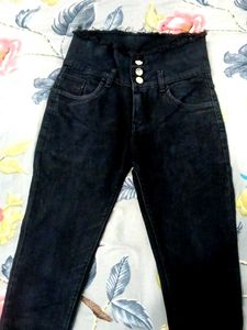 High-Waisted Black Denim Jeans