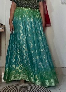 Woven-Design Flared Maxi Skirt