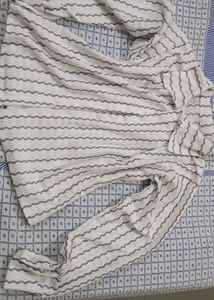 Textured White & Lavender Striped Collared Shirt