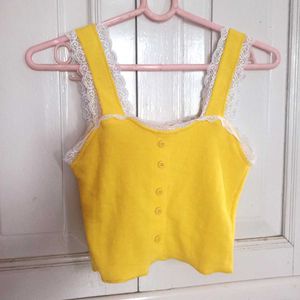 Yellow Lace Trim Top