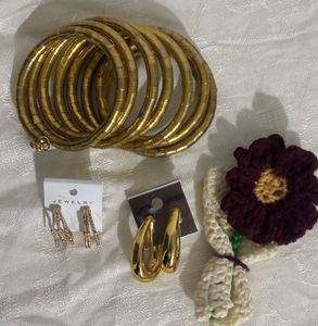 Golden Bangles & Earring Set