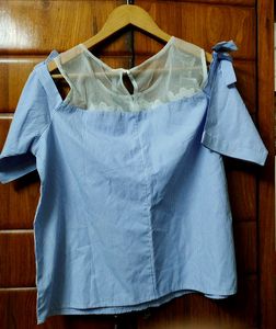 BARE DENIM Top With Lace|Net