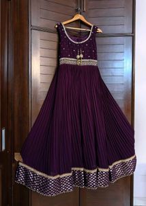 Festive Crepe Embroidered Women Ethnic Gown Set