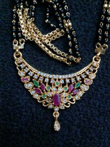 1 Gram Gold Nallapusa(Black Beads) Long Chain