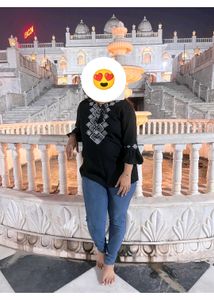 Embroidered Black Tunic Top