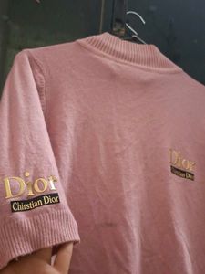 Dior Pink Knit Short Sleeve top
