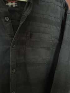 Men&#39;s Textured Black Casual Shirt | L