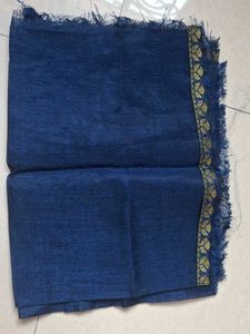 Navy Blue Saree And Golden Moti Work.