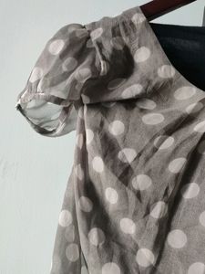 Grey Polka Dot Top