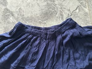 Women&#39;s Navy Blue Flowy Wide Leg Palazzos