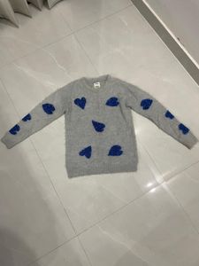 Blue Heart Fuzzy Sweater