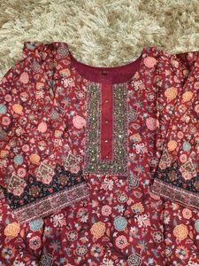 Elegant Maroon Kurta Set with Dupatta (women's)
