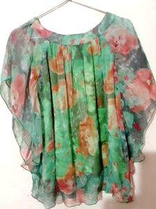 Sheer Floral Print Top