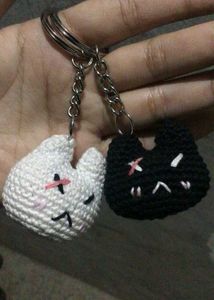 Crochet Matching Bunny Keychains.