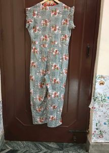 Grey And White Floral Jumpsuit