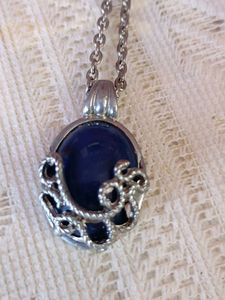 Elegant Blue Stone Pendant Oxidised Necklace