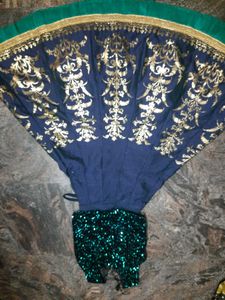 Elegant Blue &amp; Gold Lehenga Choli