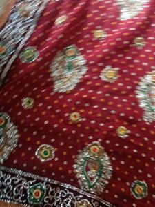 Red &amp; Gold Dupatta Fabric