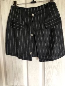 Grey Striped Jacket And Skirt