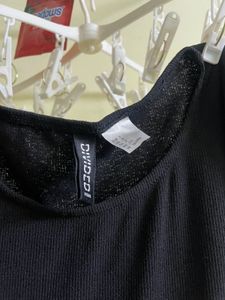 H&amp;m Black Dress With Drawstring On Waist Area