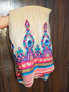 Readymade Peacock Net Embroidered saree