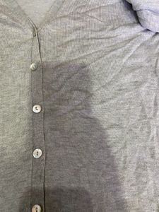 grey long buttoned Shrug