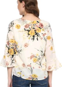 Floral Print Ruffle Sleeve Top