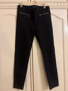 Forever New Black Pants with Zipper Detail