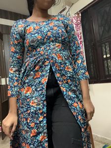 Front Slit Floral Kurthi