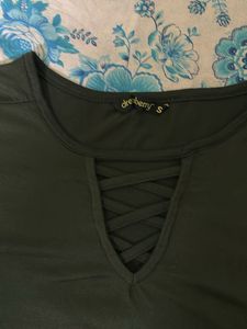DressBerry Green Criss-Cross Neck Top | Stylish &amp;