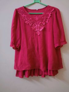 Pink Lace Detail Top