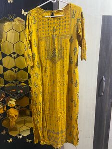Yellow Printed Kurta