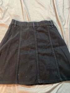 Vintage Black Denim Mini Skirt