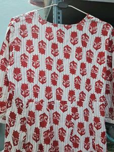 Red &amp; White Printed Kurta Pillzo Set With Dupatta