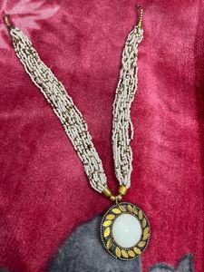 Vintage Beaded Medallion Necklace