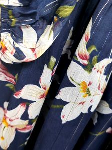 Indigo Floral Print Midi Dress