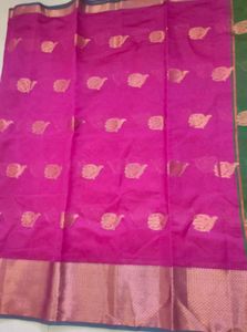 Purple, Green &amp; Gold Kora Saree