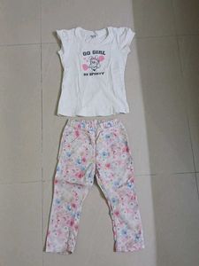 Girl's Outfit: Tee & Floral Pants
