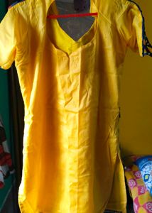 Yellow Embroidered Kurti